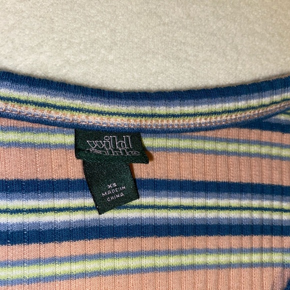 Wild Fable Striped Deep VNeck Button Down Croptop - Picture 4 of 5